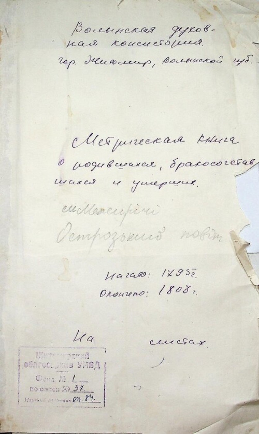 Метрична книга церкви Св. Архистратига Михаїла с. Межирічі — 1795 рік